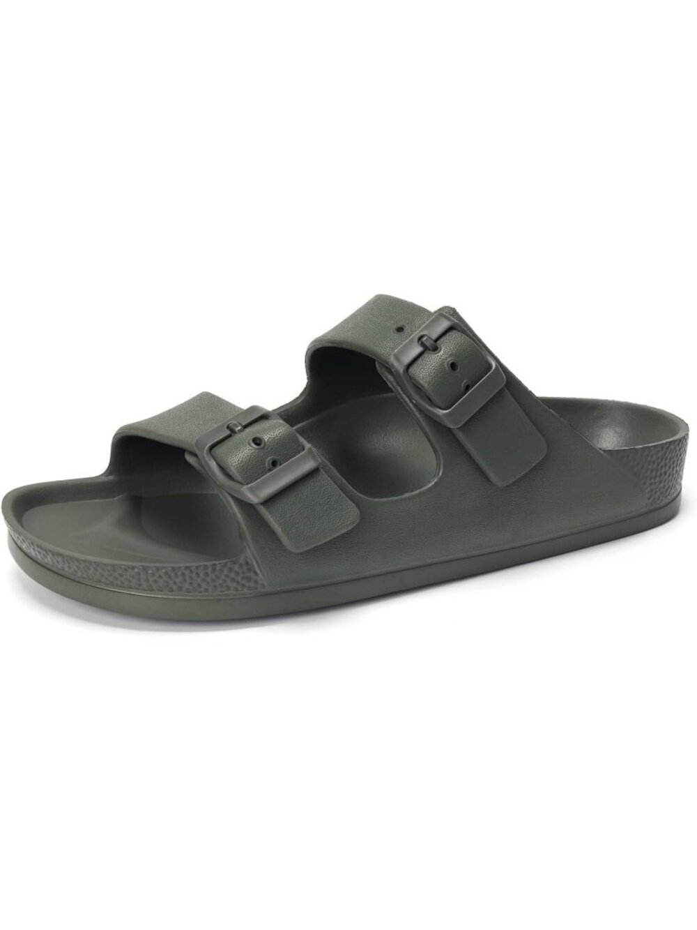 Women's Army Green Chunky Slip-on Beach Slides Adjustable Buckle Casual Sandals